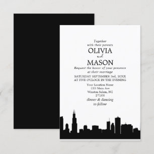 Invitación a la boda de Chicago Il Skyline Citysca