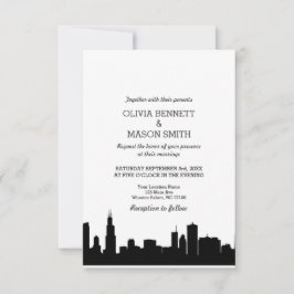 Invitación a la boda de Chicago Il Skyline Citysca
