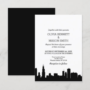 Invitación a la boda de Chicago Il Skyline Citysca
