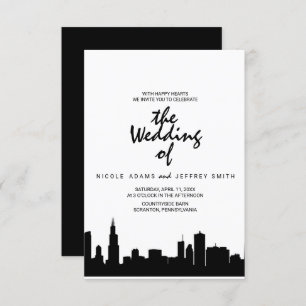 Invitación a la boda de Chicago Il Skyline Citysca
