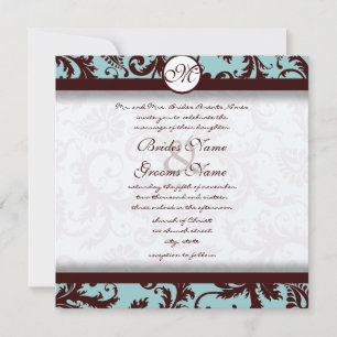 Invitación a la boda de Chocolate Brown Aqua Damas