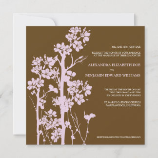 Invitación a la boda de chocolate floral/lilac jap