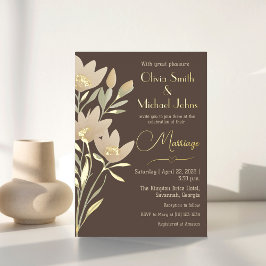 Invitación a la boda de chocolate y crema con flor