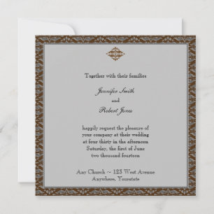 Invitación a la boda de chocolate y Damasco platea