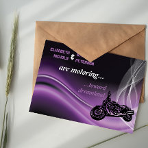 Invitación a la boda de ciclismo de carretera púrp