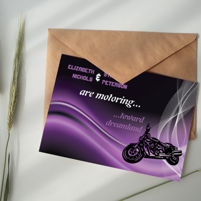 Invitación a la boda de ciclismo de carretera púrp (Subido por el creador)