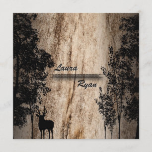 Invitación a la boda de ciervos y árboles de la Ju