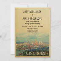Invitación a la boda de Cincinnati Vintage a media