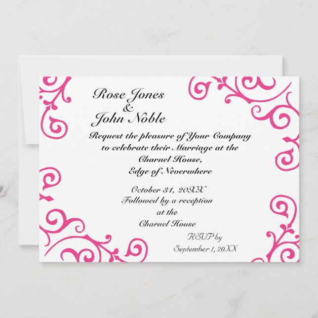 Invitación a la boda de Cirrus Ivory (Magenta) (Anverso)