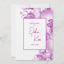 Invitación a la boda de ciruelas y orquídeas blanc