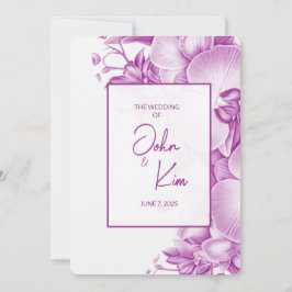 Invitación a la boda de ciruelas y orquídeas blanc
