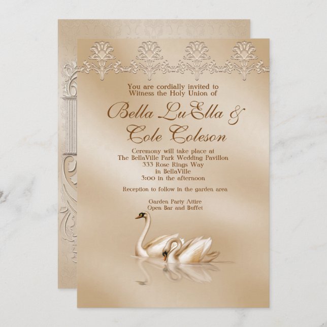 Invitación a la boda de cisne (Anverso / Reverso)