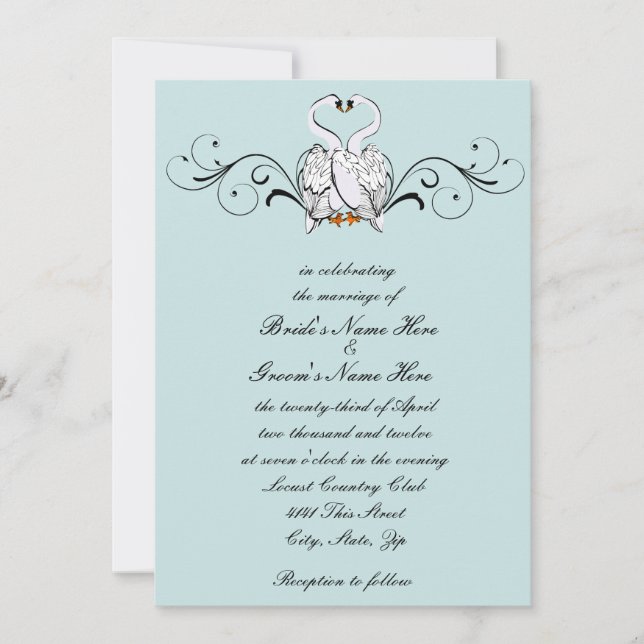 Invitación a la boda de Cisnes de Amor (Anverso)