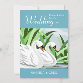Invitación a la boda de cisnes para los amantes de