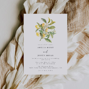 Invitación a la boda de cítricos limoneros mediter