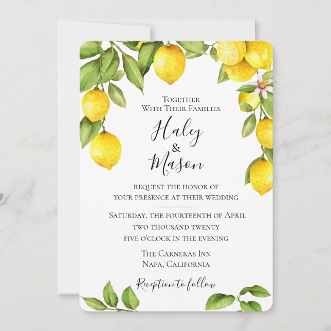 Invitación a la boda de Citrus Orchard (Anverso)