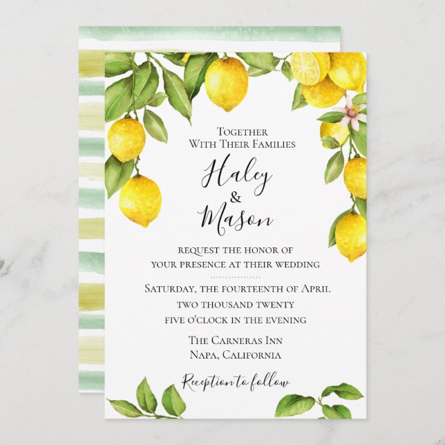 Invitación a la boda de Citrus Orchard (Anverso / Reverso)
