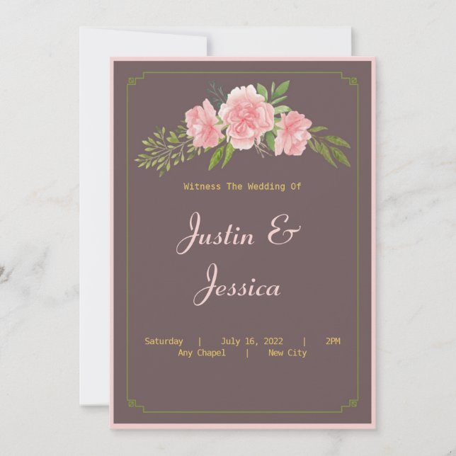 Invitación a la boda de claveles rosados (Anverso)