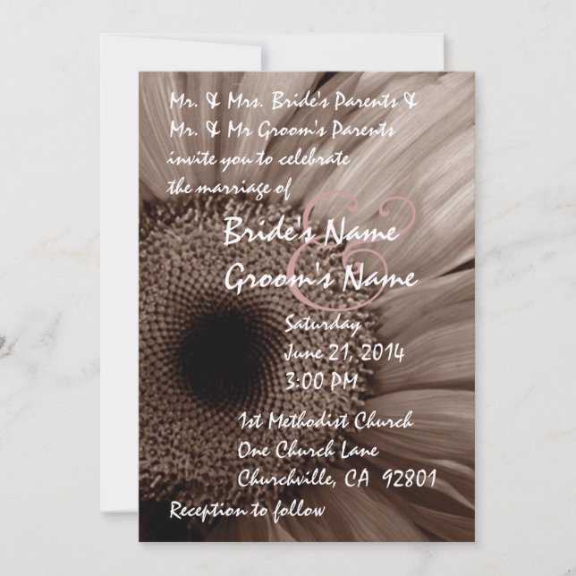 Invitación a la boda de COCOA Gerber Daisy (Anverso)