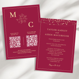 Invitación a la boda de código QR con Apple Red El