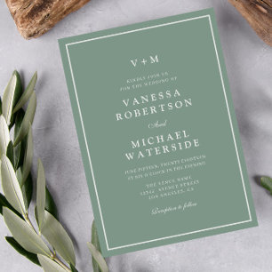 Invitación a la boda de código QR verde de sabio d