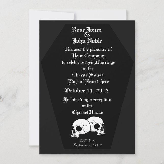 Invitación a la boda de Coffin Ebony (Carbón) (Anverso)