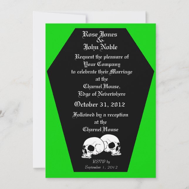 Invitación a la boda de Coffin Ebony (Lime) (Anverso)