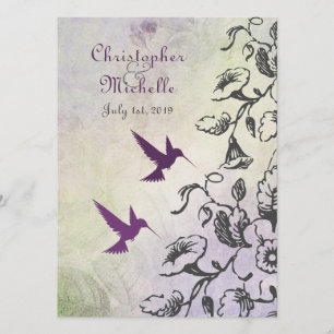 Invitación a la boda de colibríes y flores