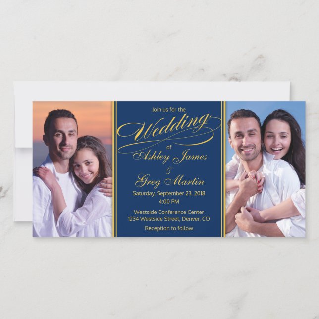 Invitación a la Boda de Collage de fotos Barata de (Anverso)
