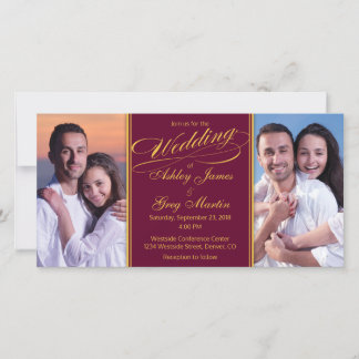Invitación a la boda de Collage de fotos de oro de