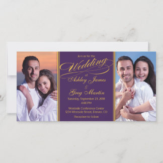 Invitación a la boda de Collage de fotos de oro mo