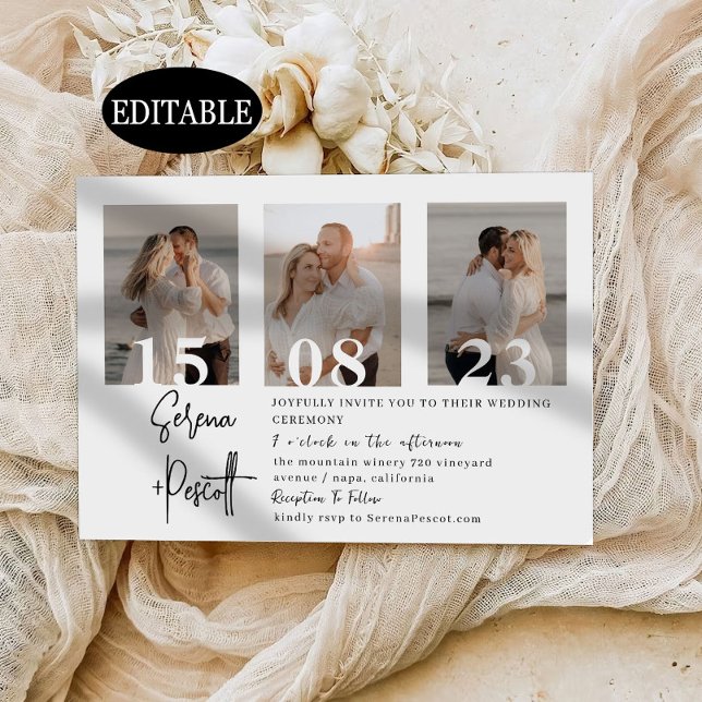 Invitación a la boda de Collage de fotos minimalis (Subido por el creador)