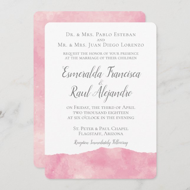 Invitación a la boda de color acuático de caramelo (Anverso / Reverso)