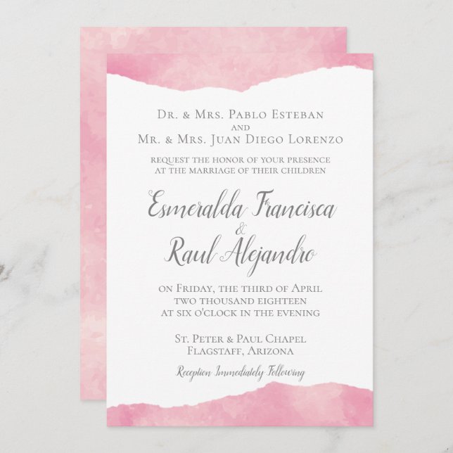 Invitación a la boda de color acuático de caramelo (Anverso / Reverso)