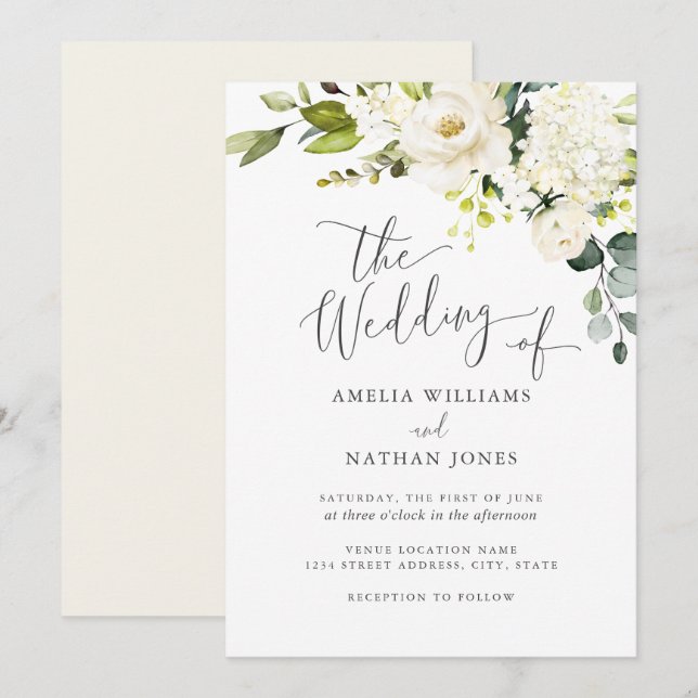Invitación a la boda de color acuático de champán  (Anverso / Reverso)