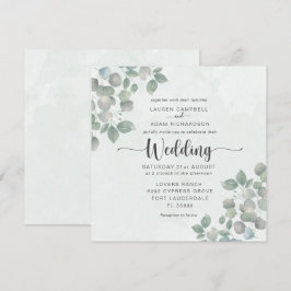 Invitación a la boda de color acuático de Eucalypt