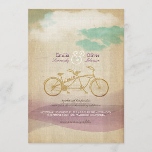 Invitación a la boda de color acuático de la bicic