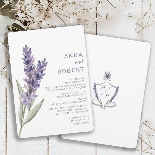 Invitación a la boda de color acuático de lavanda  (Subido por el creador)
