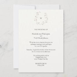 Invitación a la boda de color acuático monograma