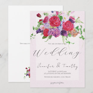 invitación a la boda de color agua rosa rojo 2