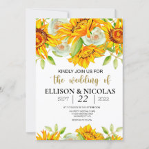 Invitación a la boda de color amarillo floral