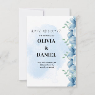 Invitación a la boda de color azul