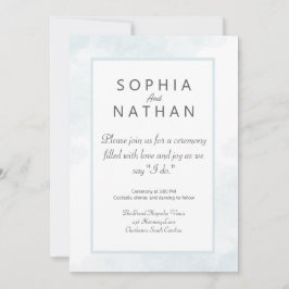 Invitación a la boda de color azul minimalista