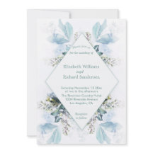 Invitación a la boda de color azul turbio