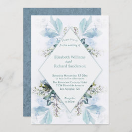 Invitación a la boda de color azul turbio