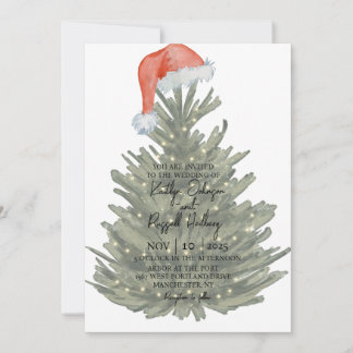 Invitación a la boda de color de agua de árbol de 