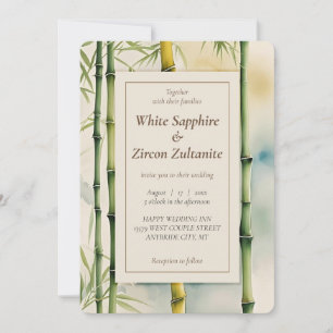 Invitación a la boda de color de agua de Bambú Zen