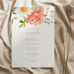 Invitación a la boda de color de agua floral de Mo