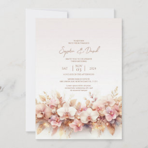 Invitación a la boda de color de agua para orquíde