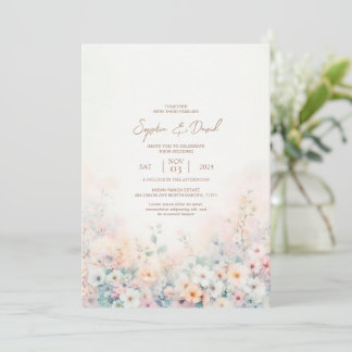 Invitación a la boda de color de agua pastel